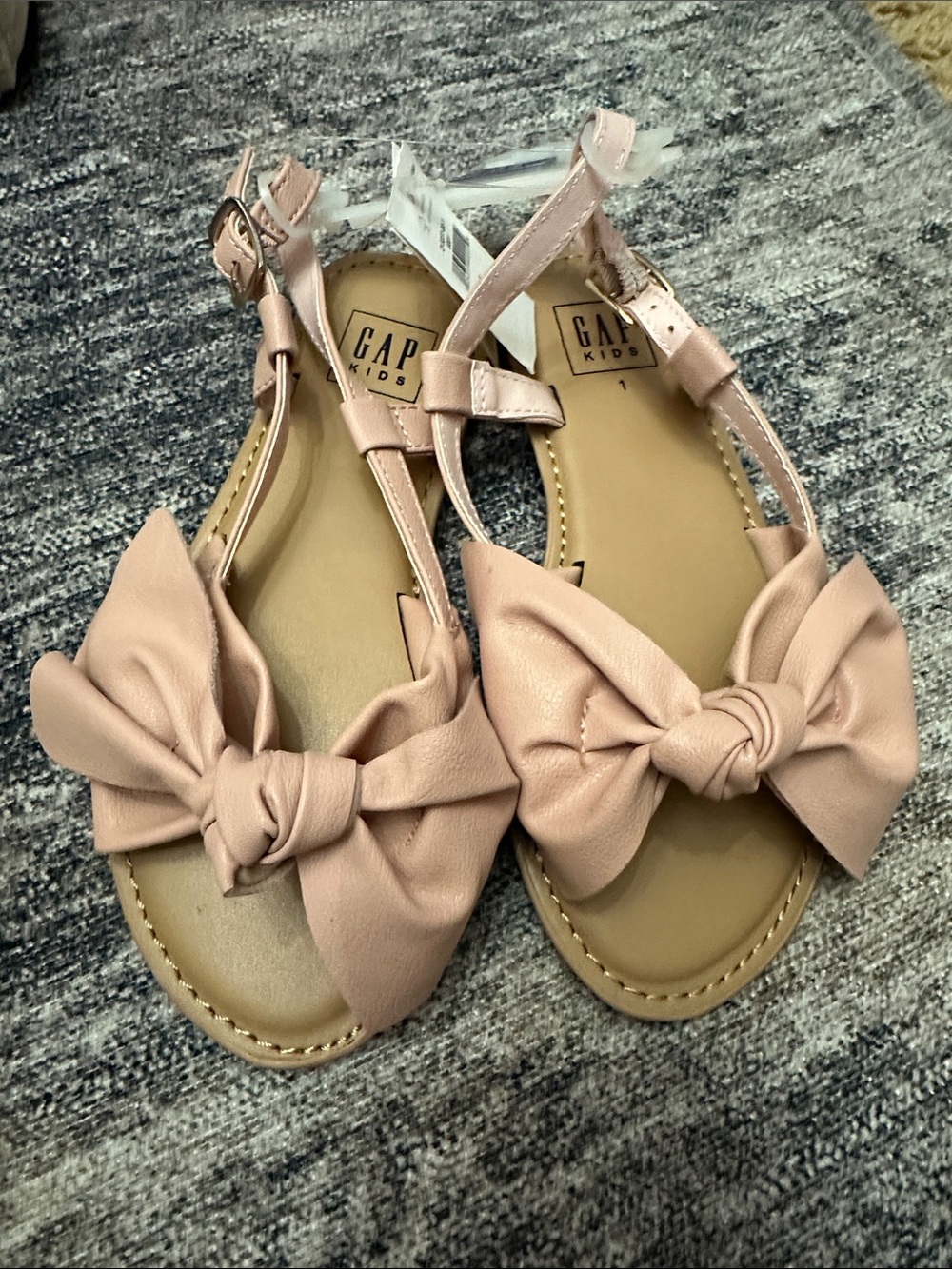 GAP Kids Blush Pink Bow T-Strap Sandals